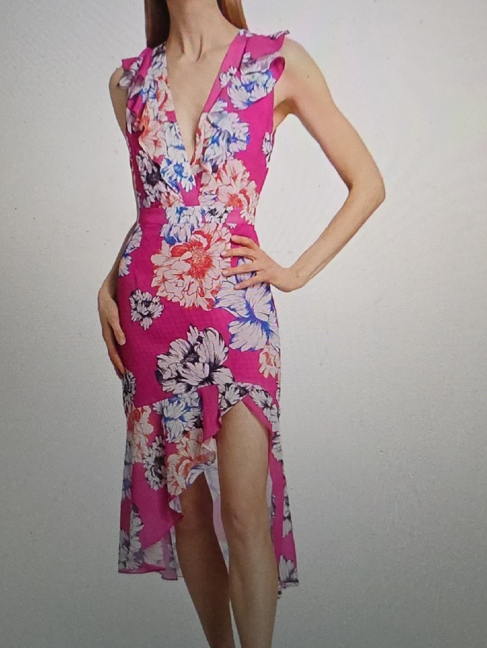MILLY Nanci Petals In Bloom Ruffled Midi Dress Size 2 $395
